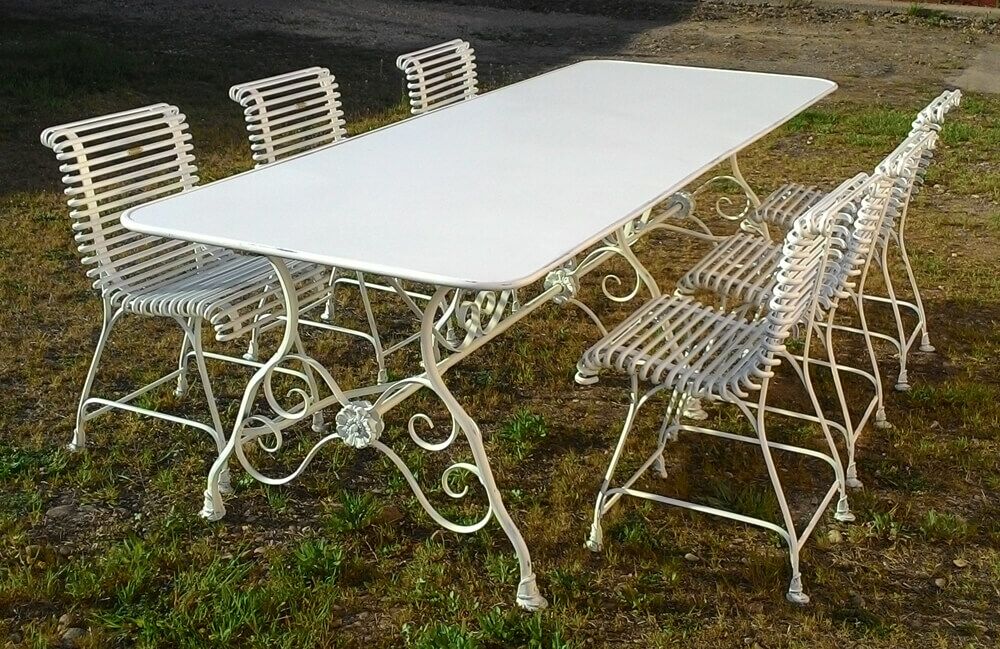 Nostalgischer Gartentisch Mit 6 Stühlen Aus Schmiedeeisen - Corentin