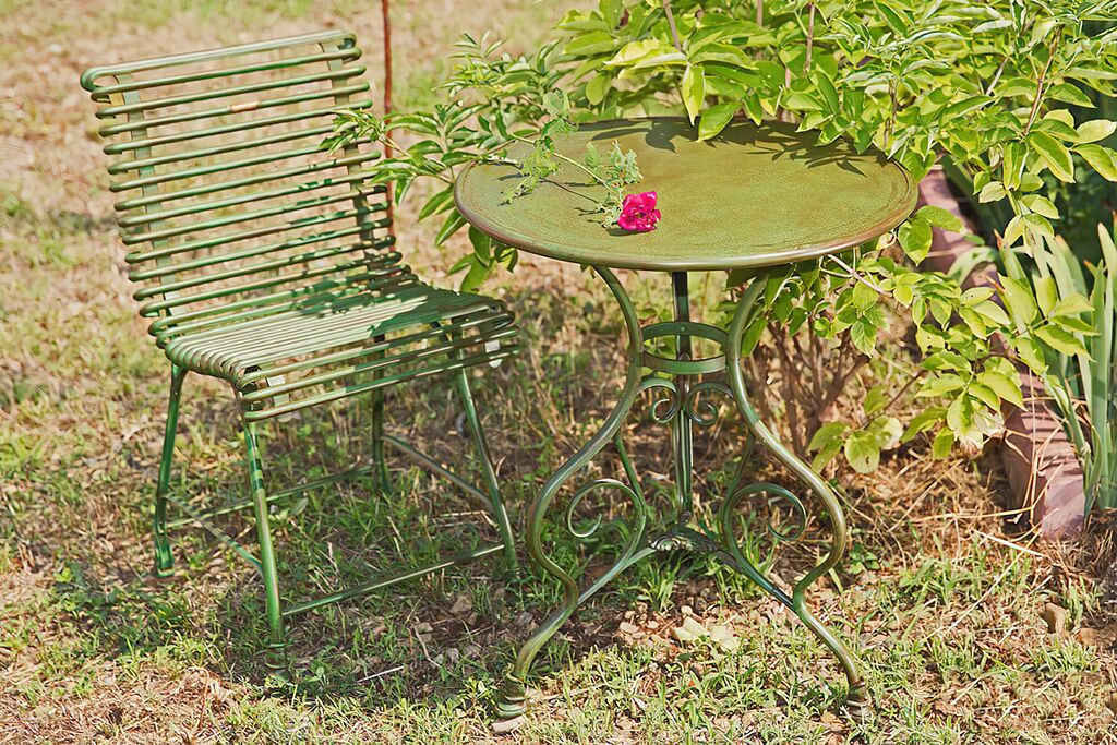  Nostalgischer Runder Gartentisch Aus Schmiedeeisen - Orane