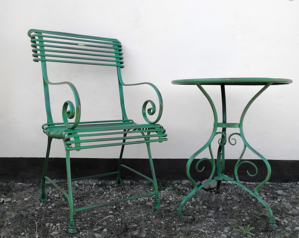  Nostalgischer Runder Gartentisch Aus Schmiedeeisen - Orane