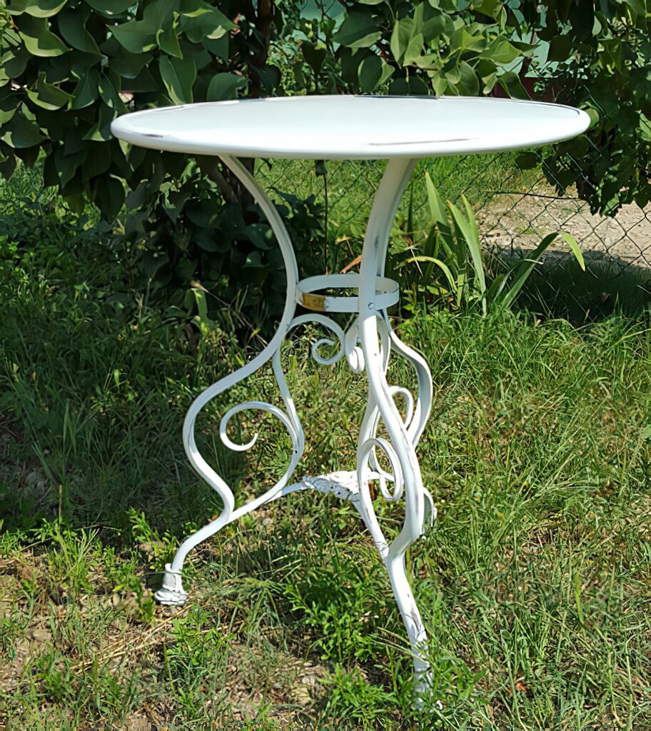  Nostalgischer Runder Gartentisch Aus Schmiedeeisen - Orane