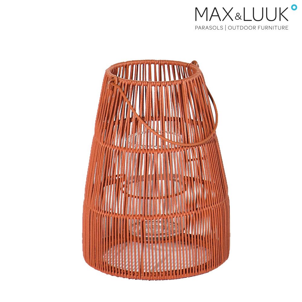  Orange Gartenlaterne Aus Aluminium Und Geflecht Mit Kerzenhalter Aus Glas - Max & Luuk - Mace Laterne