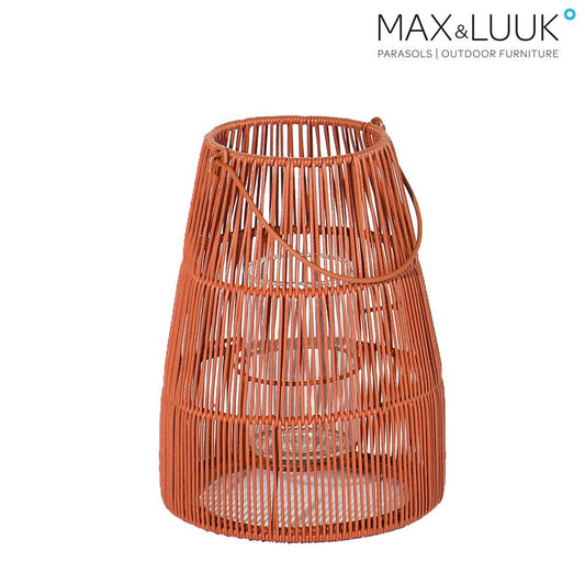  Orange Gartenlaterne Aus Aluminium Und Geflecht Mit Kerzenhalter Aus Glas - Max & Luuk - Mace Laterne