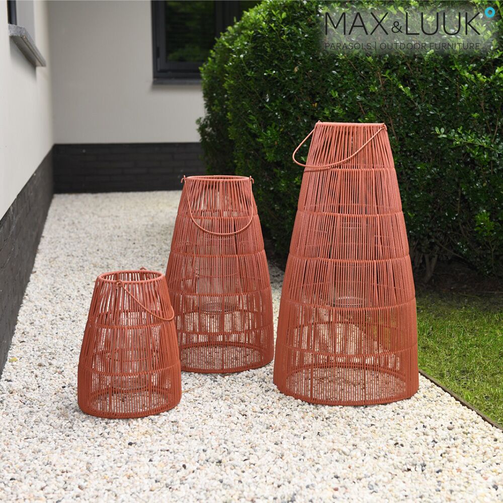  Orange Gartenlaterne Aus Aluminium Und Geflecht Mit Kerzenhalter Aus Glas - Max & Luuk - Mace Laterne