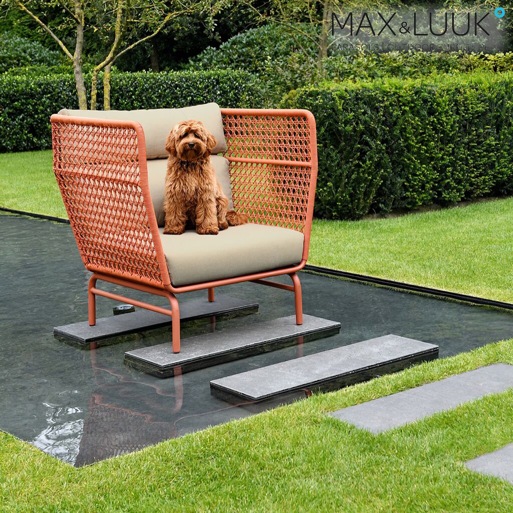  Oranger Retro Loungesessel Mit Armlehnen Für Den Garten Von Max & Luuk - Jane Gartensessel