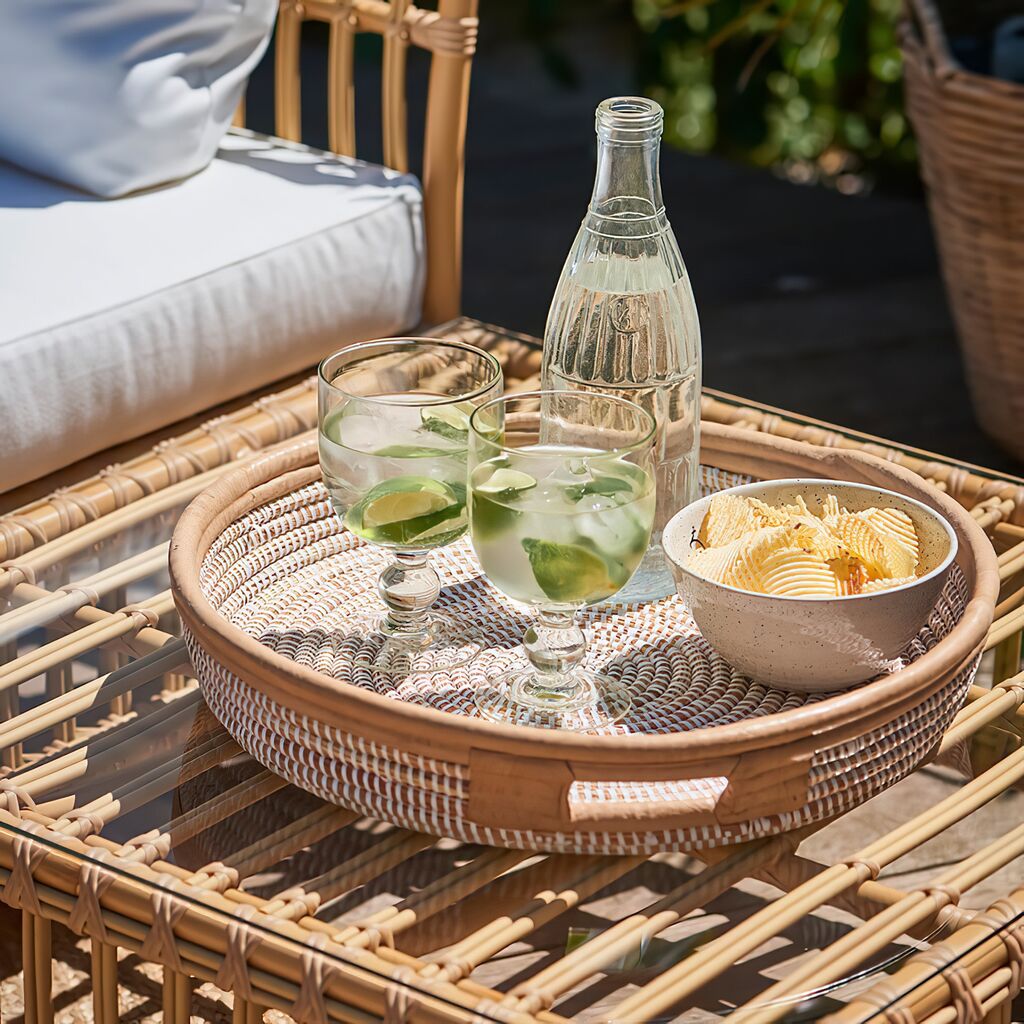  Outdoor-Beistelltisch Aus Aluminium Und Polyrattan - Beistelltisch Caya