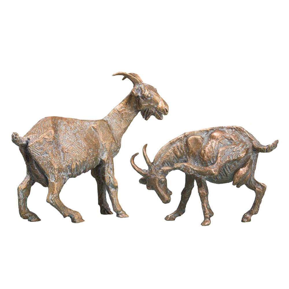  Outdoor Bronzefigur - Kleine Ziegenskulptur - Ziege Stehend