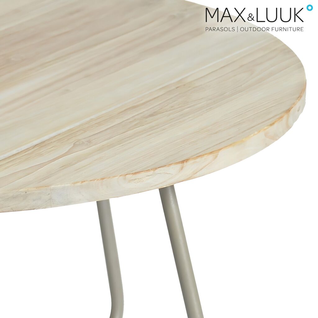  Outdoor Couchtisch Aus Aluminium & Teakholz - 80cm - Rund - Max&Luuk - Lily Loungetisch