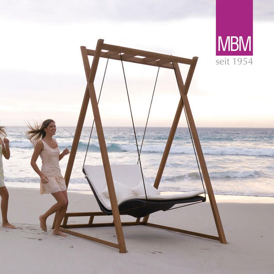  Outdoor Doppelliege Zum Schaukeln - Alu & Kunststoffgeflecht - MBM - Doppelliege Heaven Swing