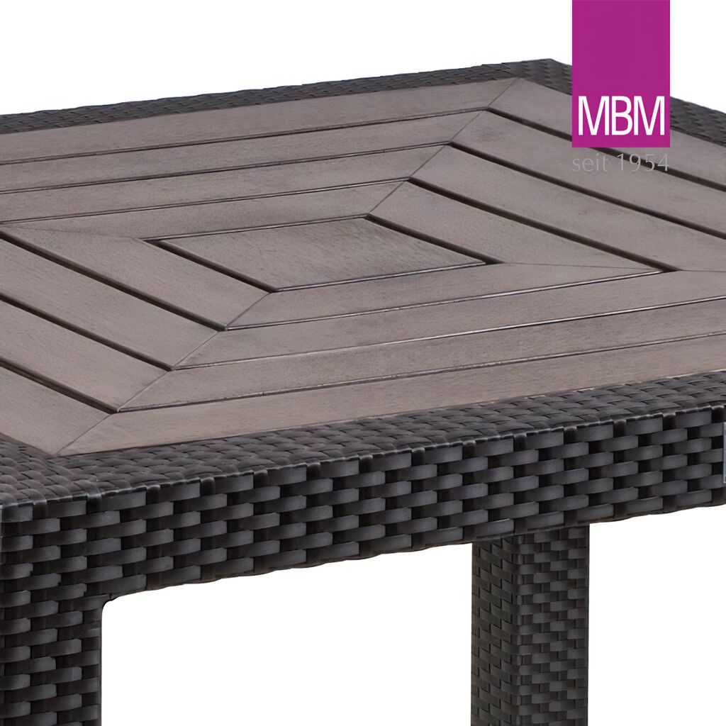 Outdoor Esstisch Von MBM - Alu, Polyrattan & Resysta - 90x90cm - Tisch Bellini