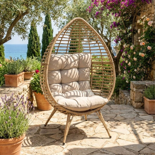  Outdoor-Korbsessel Mit Polster - Gartensessel Osni