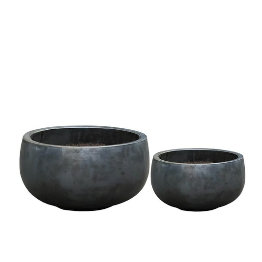  Outdoor Pflanzschale 2er Set - Keramik - Anthrazit Matt - Netaro