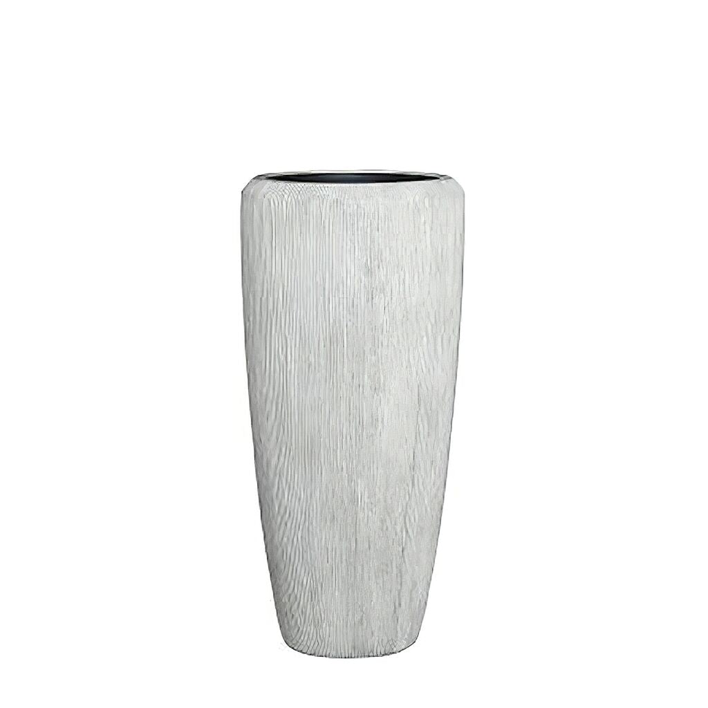  Outdoor Pflanzvase Mit Rillenoptik - Hellgrau - Polystone - Suvereto