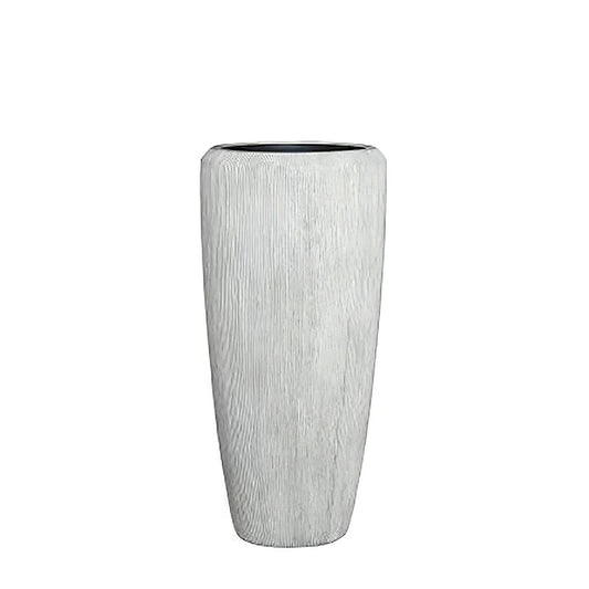  Outdoor Pflanzvase Mit Rillenoptik - Hellgrau - Polystone - Suvereto