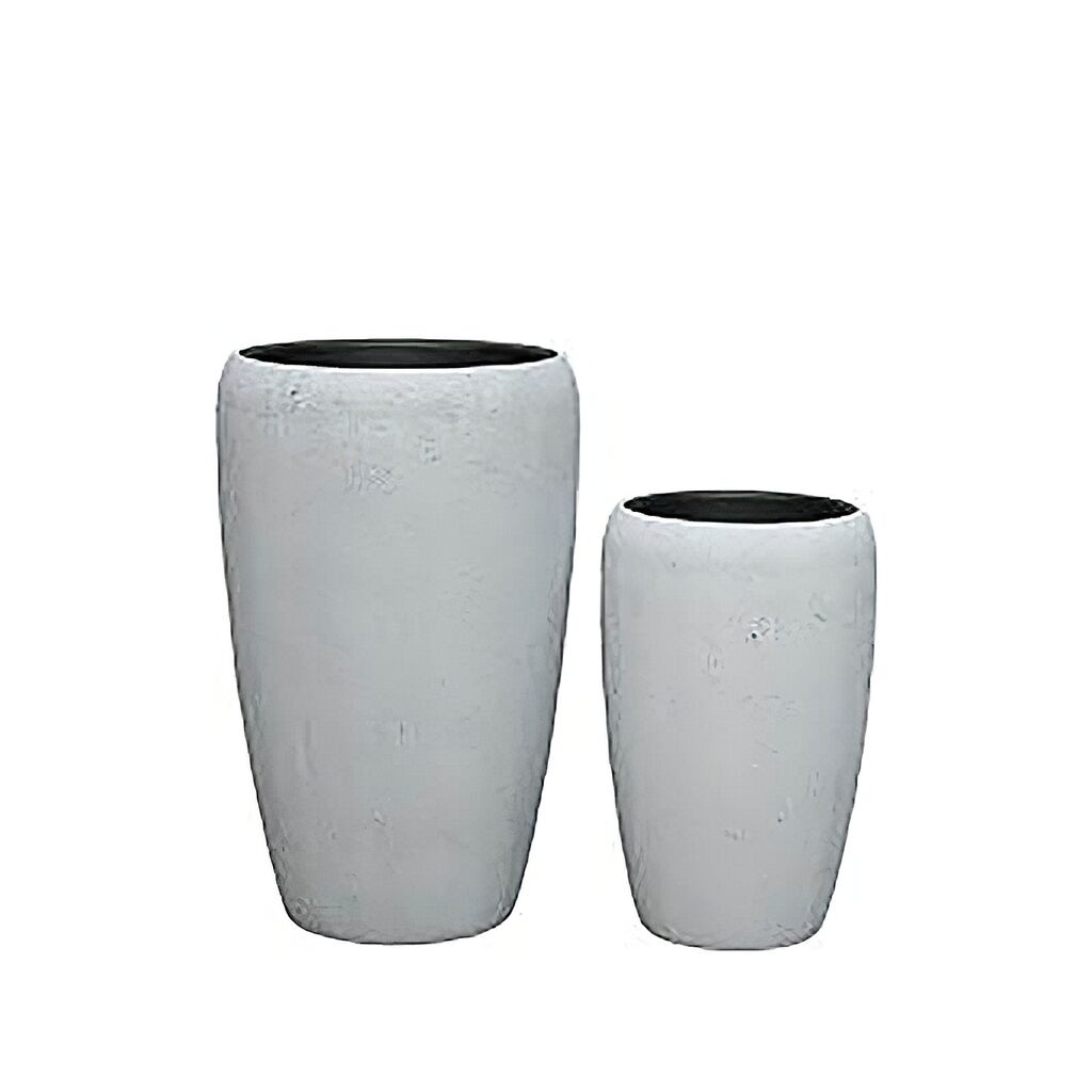  Outdoor Pflanzvasen Aus Polystone - 2er Set - Stein Optik - Sperlonga