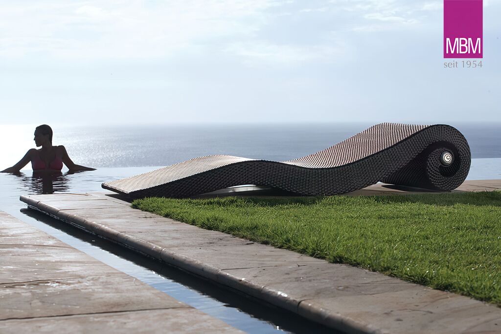  Outdoor Relaxliege Von MBM - Alu & Polyrattan - Dunkelbraun - Liege Conca