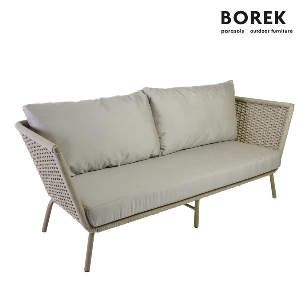  Outdoor Sofa Von Borek - Beige - Modern - Alu & Seil-Geflecht - Mit Kissen - Valldemossa Gartensofa