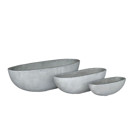  Ovale Pflanzschale Für Draußen - Beton Optik - 3er Set - Scanno
