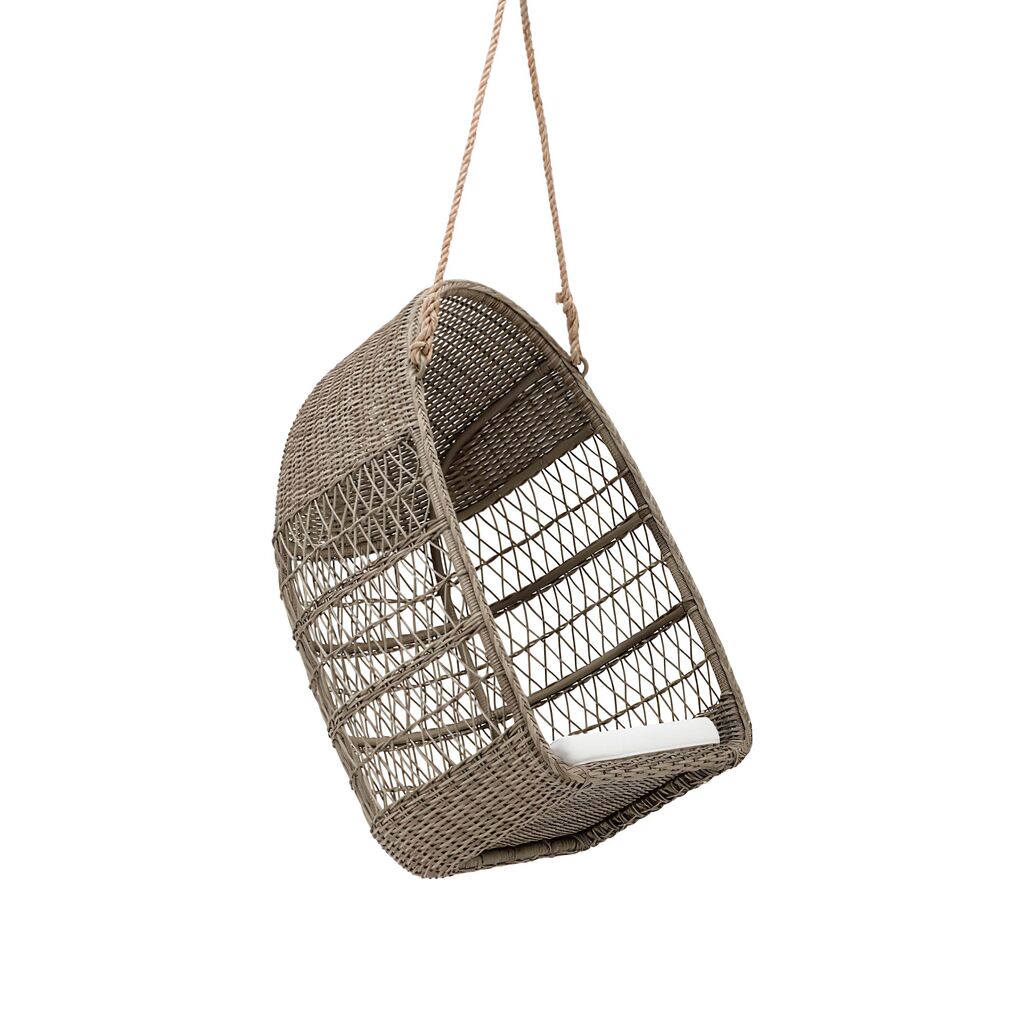  Ovaler Hängesessel In Antikgrau Aus Aluminium In Rattanoptik - Hängesessel Tilda
