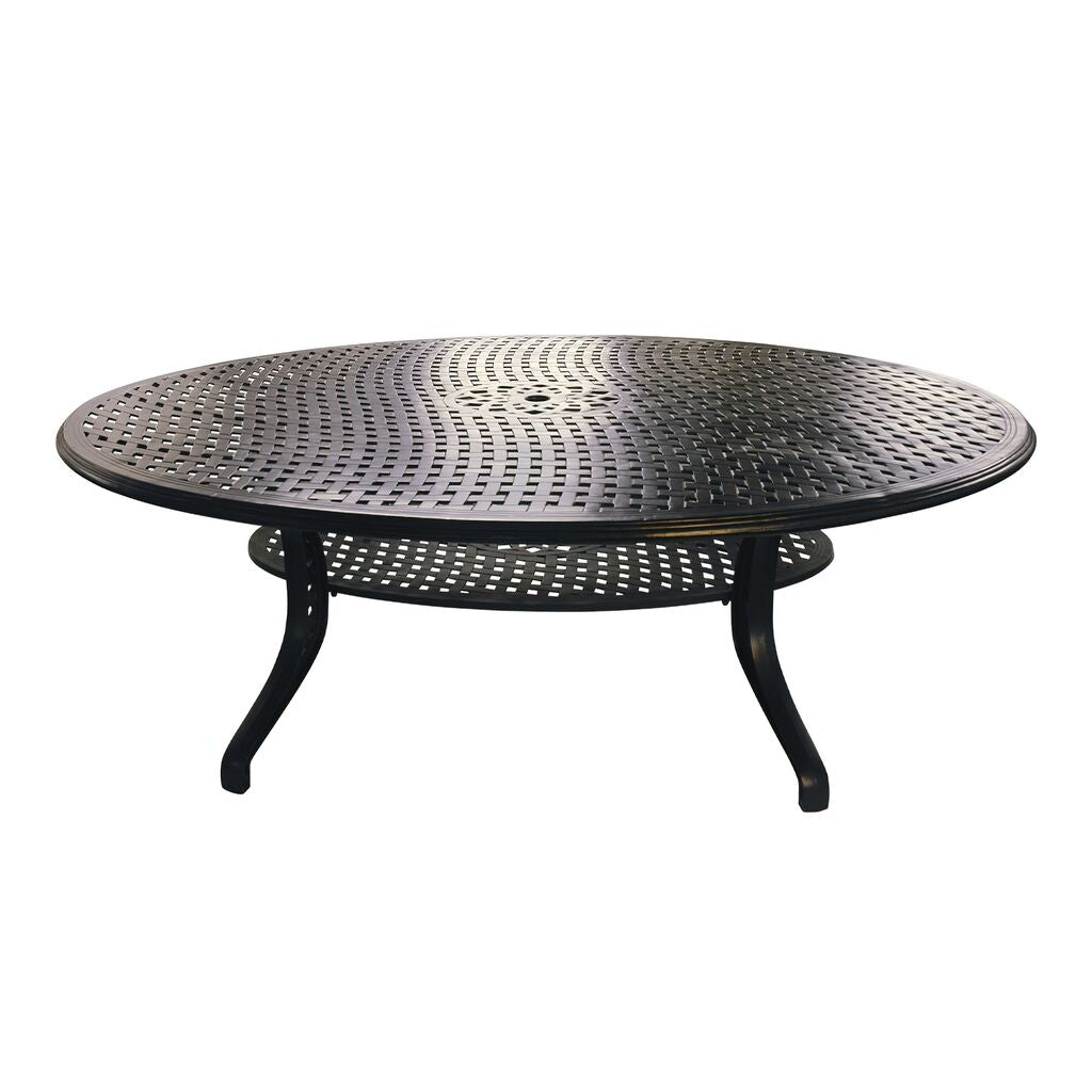  Ovaler XXL Alu Esstisch Mit Schirmloch - Landhaus-Stil - Kings Table