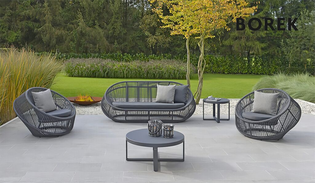  Ovales Ardenza-Gartensofa In Anthrazit - Borek - Loungesofa Monsaraz