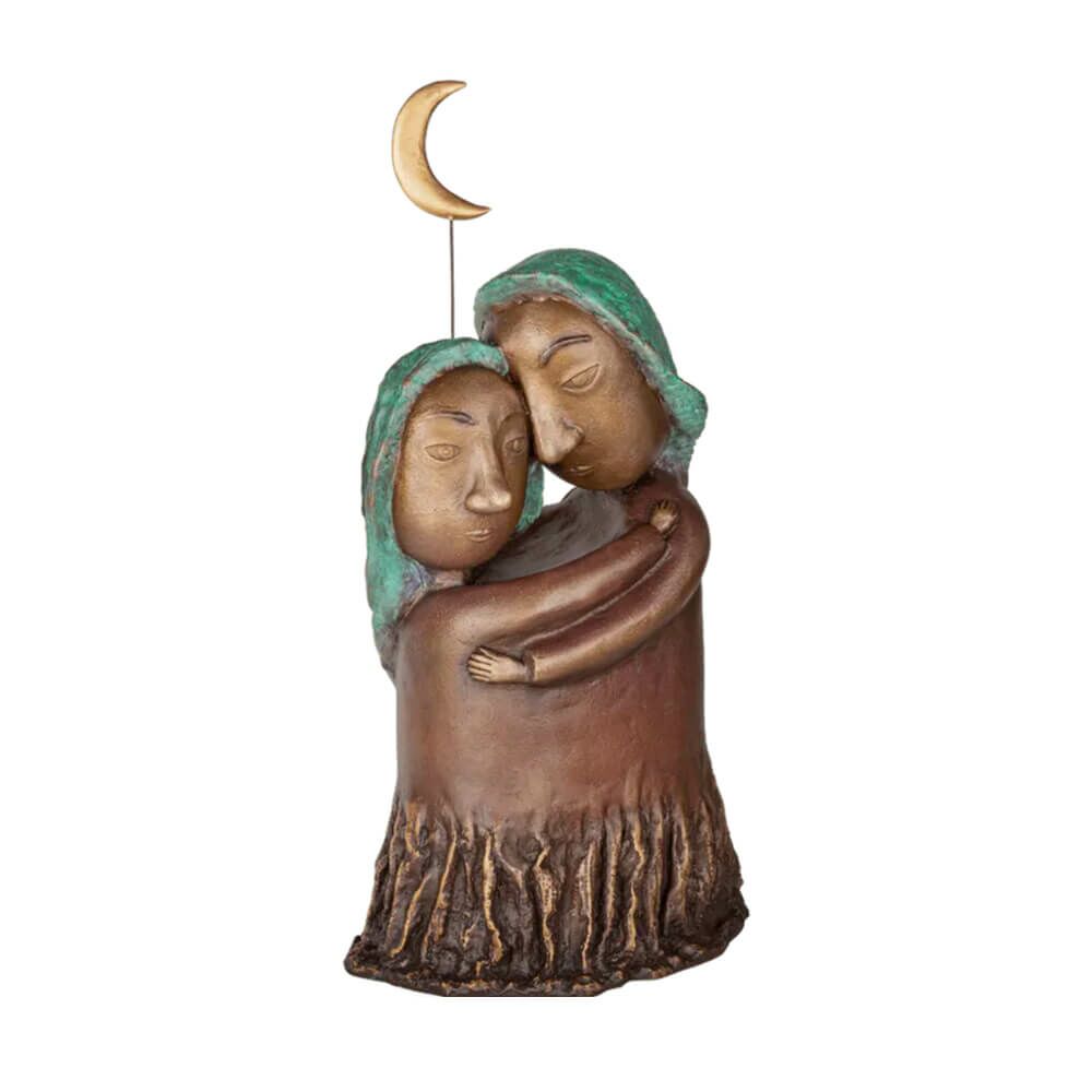  Paarfigur Mit Mondsichel - Limitierte Bronzestatue - Happiness