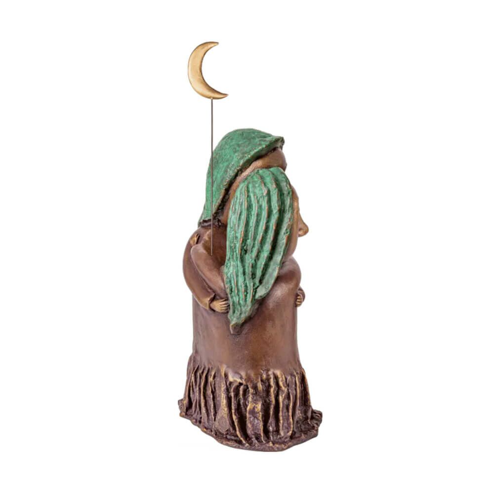  Paarfigur Mit Mondsichel - Limitierte Bronzestatue - Happiness