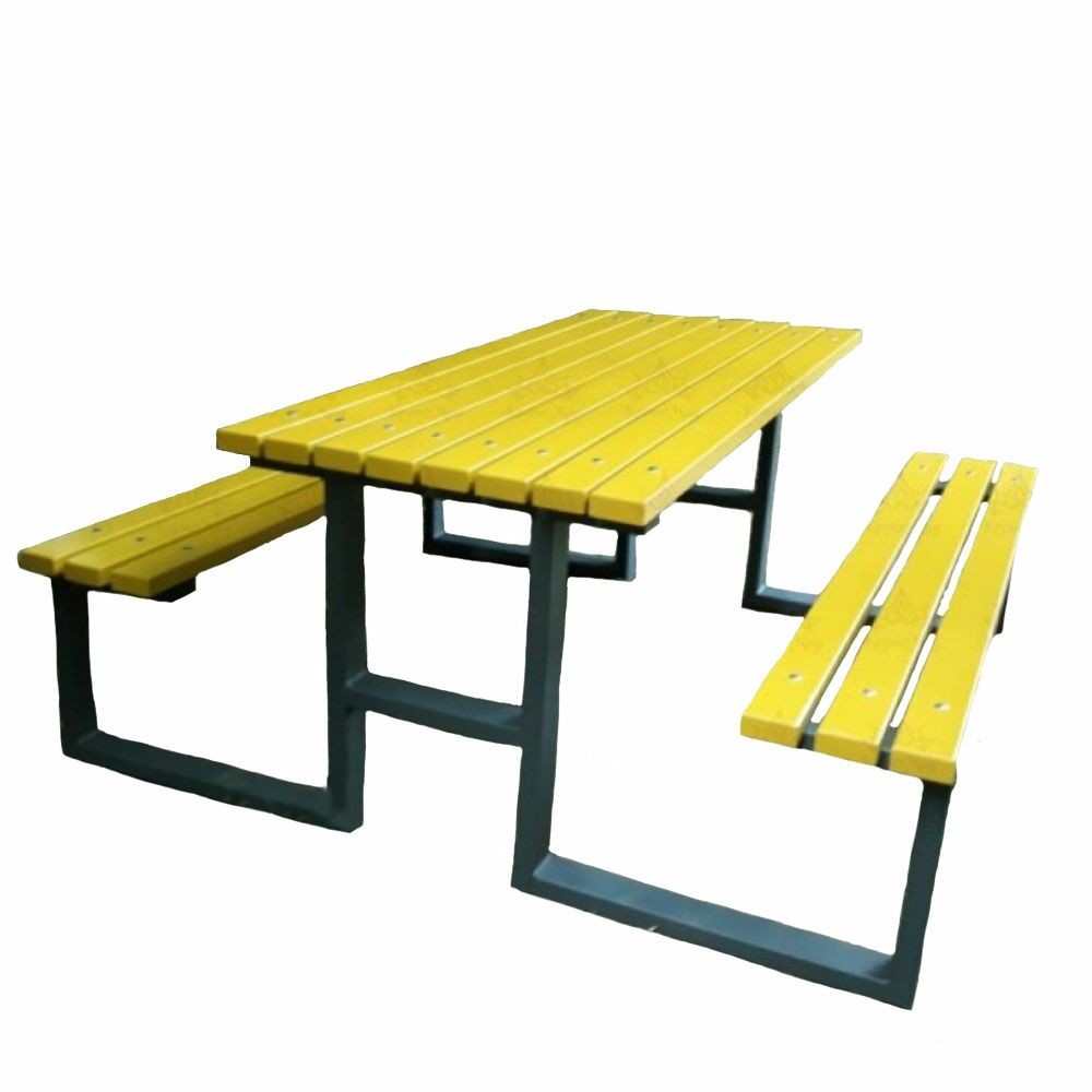  Parkbänke Mit Integriertem Gartentisch Aus Holz Und Metall - Aonzo