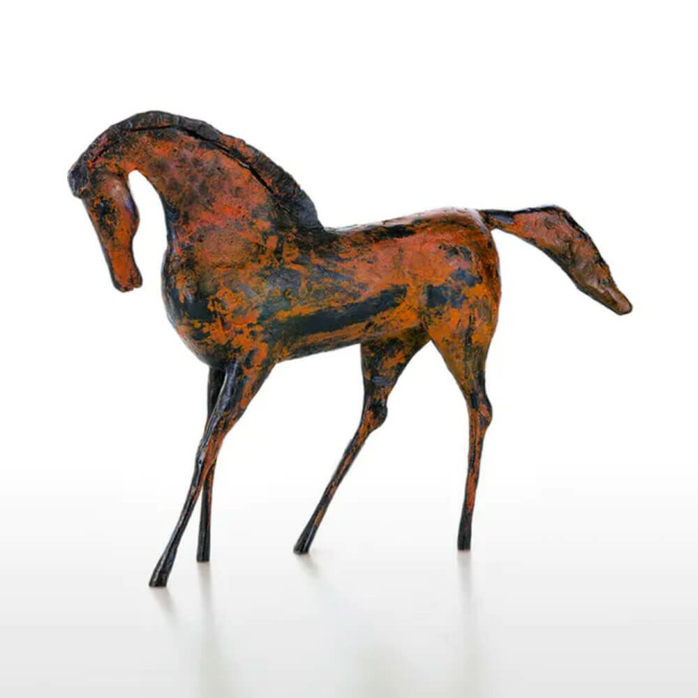 Pferdefigur In Rostoptik - Limitiertes Bronzehandwerk - Pferd