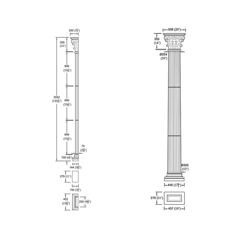  Pilaster Korinthisches Design Mit Stein Kapitell - Siegered