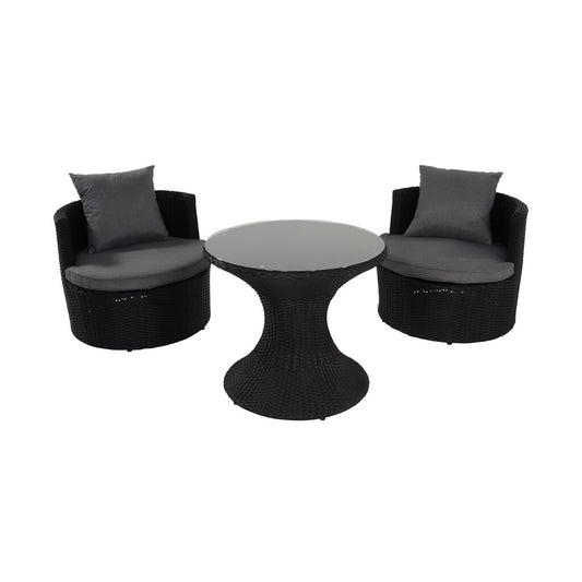  Polyrattan 2-Sitzer Sesselset Mit Rundtisch - Balkonset Suran