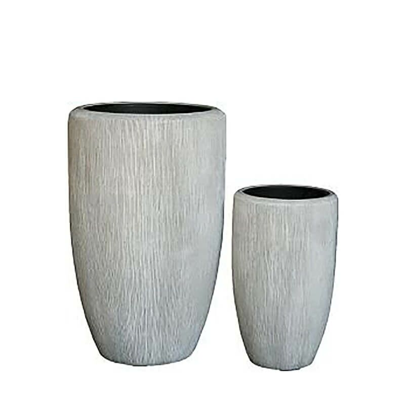  Polystone Pflanzgefäße Im 2er Set - Modern - Hellgrau - Barga