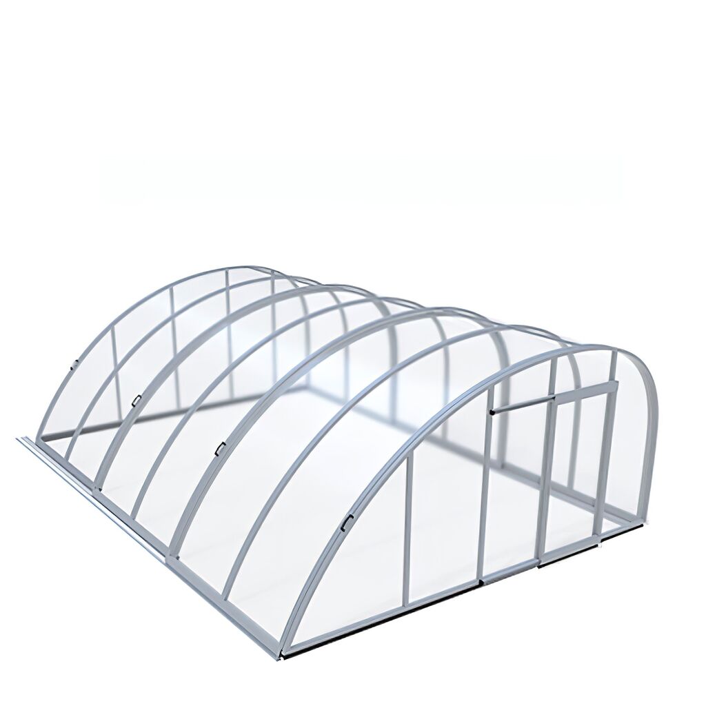  Poolüberdachung Mit Schräger Wölbung - Aus Aluminium & Polycarbonat - Sonderanfertigung - Rubin Obliquo