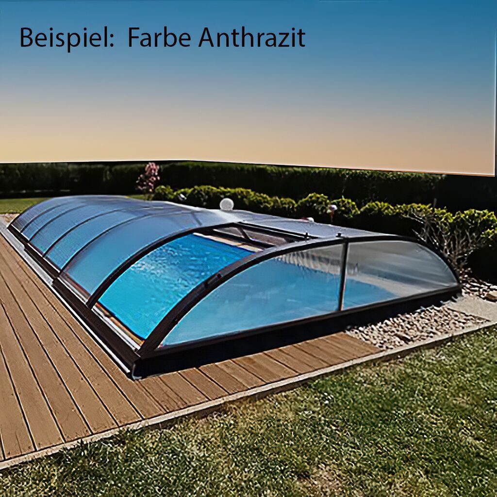  Poolüberdachung Mit Schräger Wölbung - Aus Aluminium & Polycarbonat - Sonderanfertigung - Rubin Obliquo