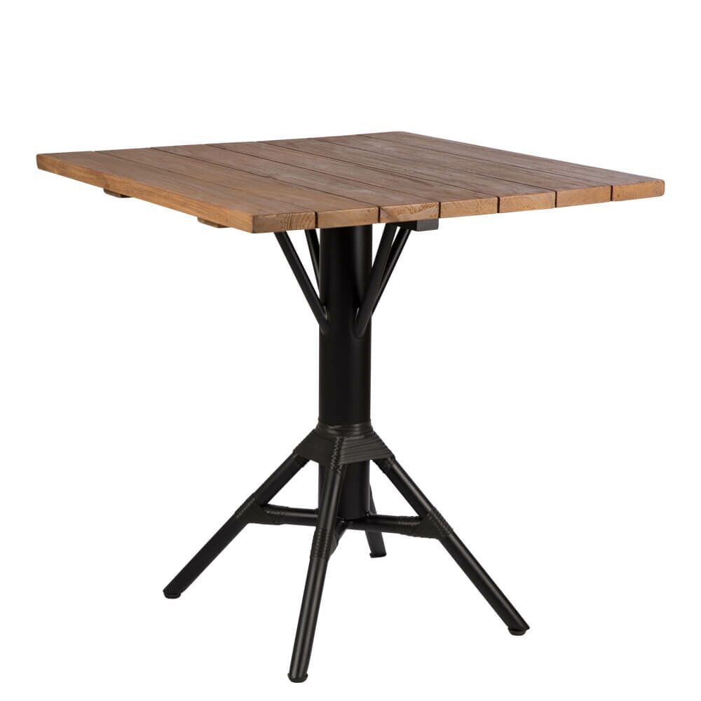  Quadratischer Kaffeetisch Aus Aluminium Mit Teakholzplatte - Kaffeetisch Linea