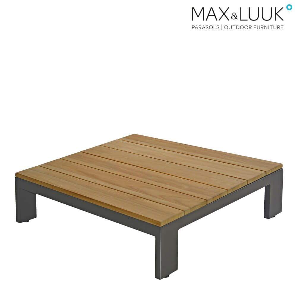  Quadratischer Kaffeetisch Für Die Loungeecke Aus Aluminium Und Teakholz - Mick Couchtisch