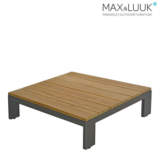  Quadratischer Kaffeetisch Für Die Loungeecke Aus Aluminium Und Teakholz - Mick Couchtisch