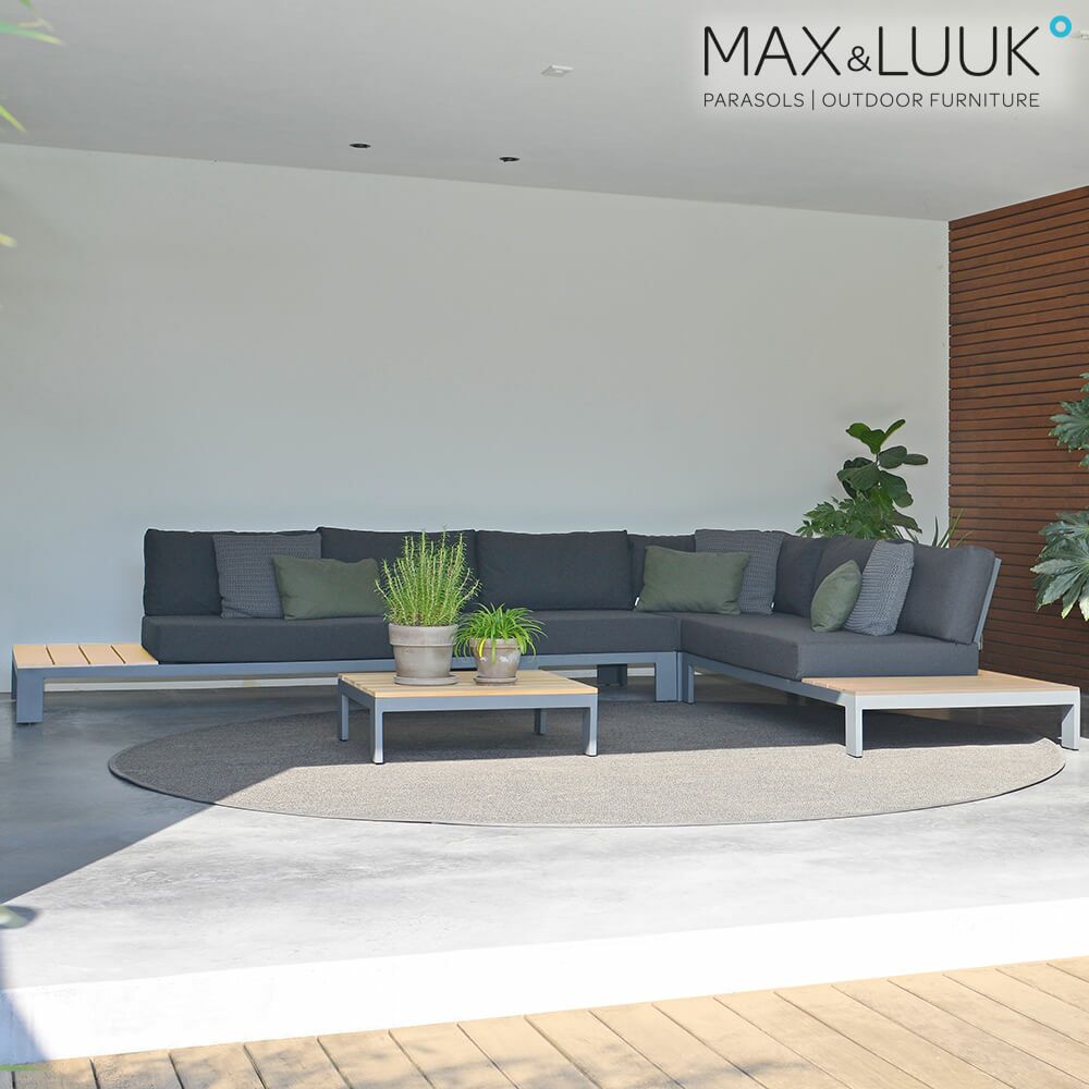  Quadratischer Kaffeetisch Für Die Loungeecke Aus Aluminium Und Teakholz - Mick Couchtisch
