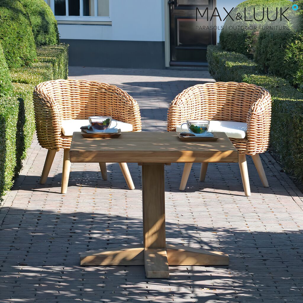  Quadratischer Outdoor Esstisch Aus Teakholz - 70x80cm - Max&Luuk - Bruce Esstisch