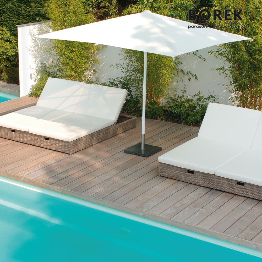  Quadratischer Sonnenschirm - Modern - Aluminium Rahmen - Borek - Weiß - Florida Sonnenschirm