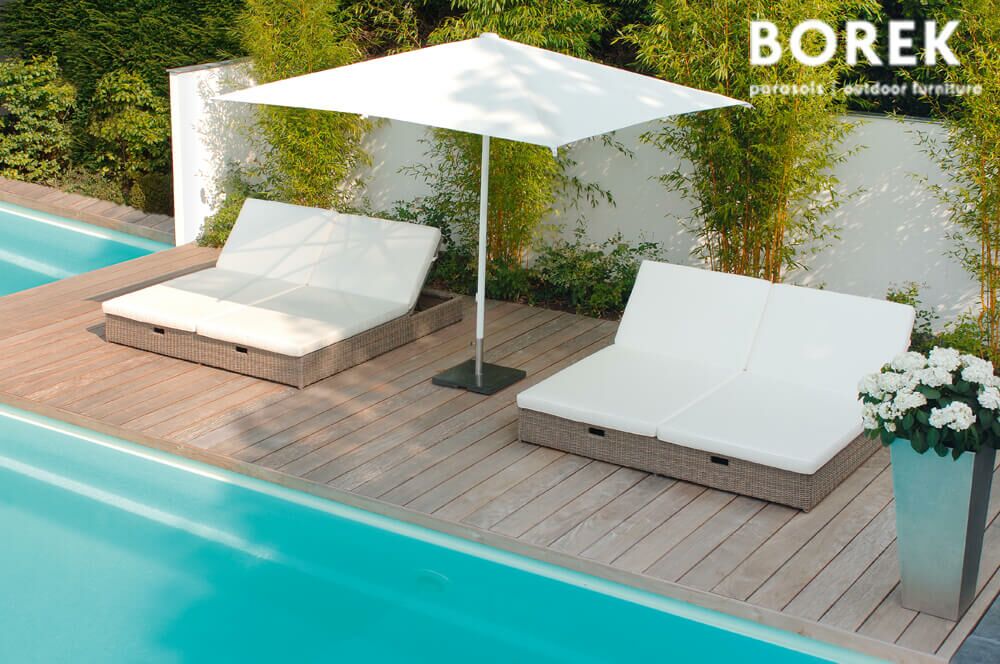  Quadratischer Sonnenschirm - Modern - Aluminium Rahmen - Borek - Weiß - Florida Sonnenschirm