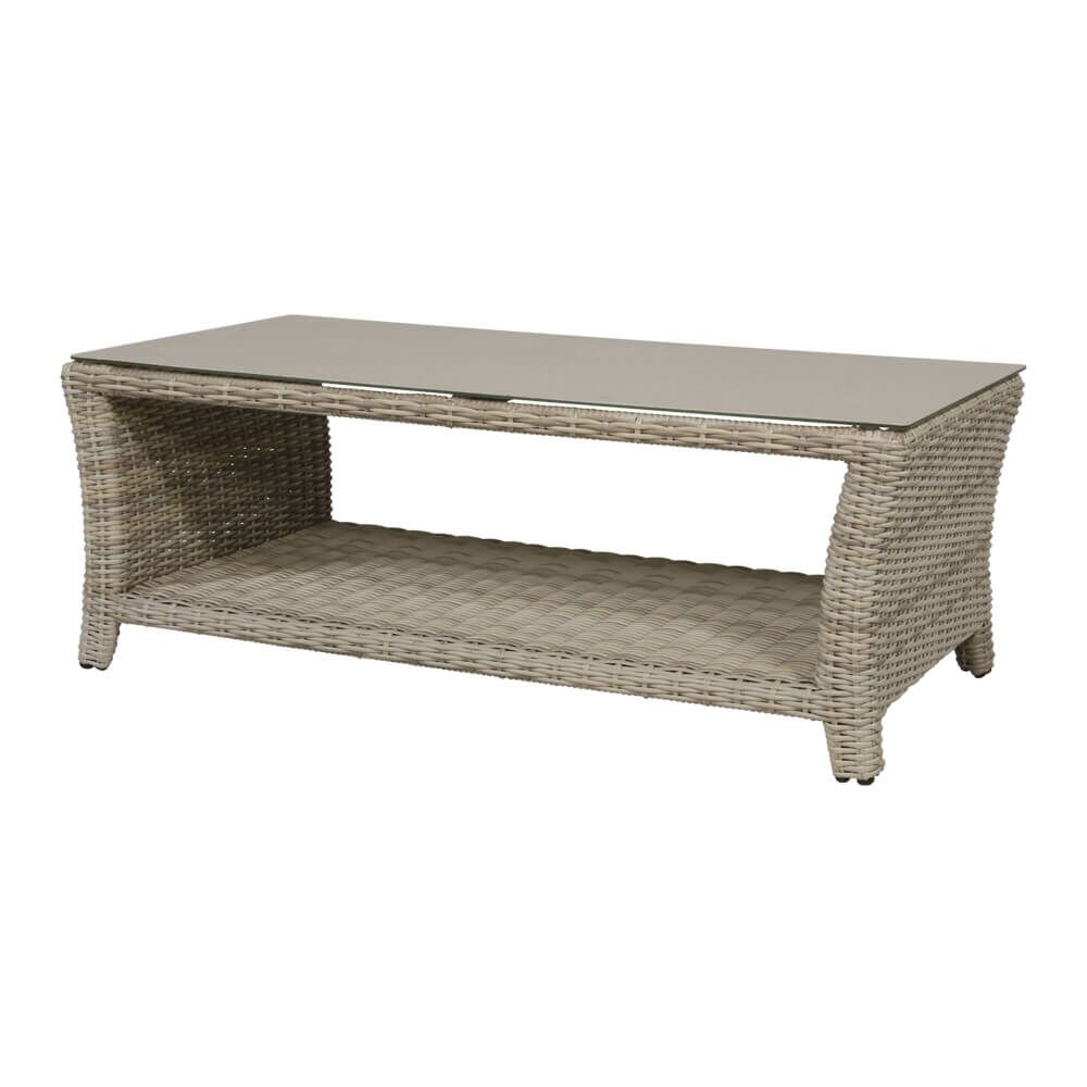  Rattan Gartentisch 120cm Mit Steinplatte - Couchtisch Refi
