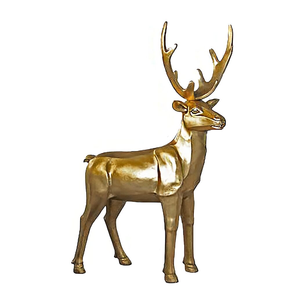  Rentier Figur Aus Polystone - Indoor - Gold - Prancer
