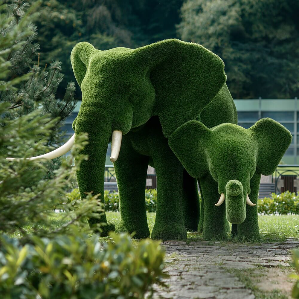  Riesige Elefantenskulptur - Topiary - Kunststoff - Grün - Winifred