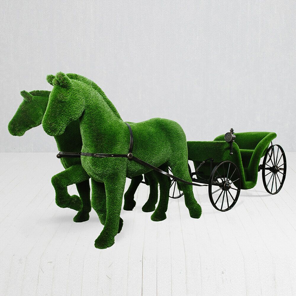  Riesige Pferdekutsche - Topiary - Metall, GFK & Kunstrasen - Raeda
