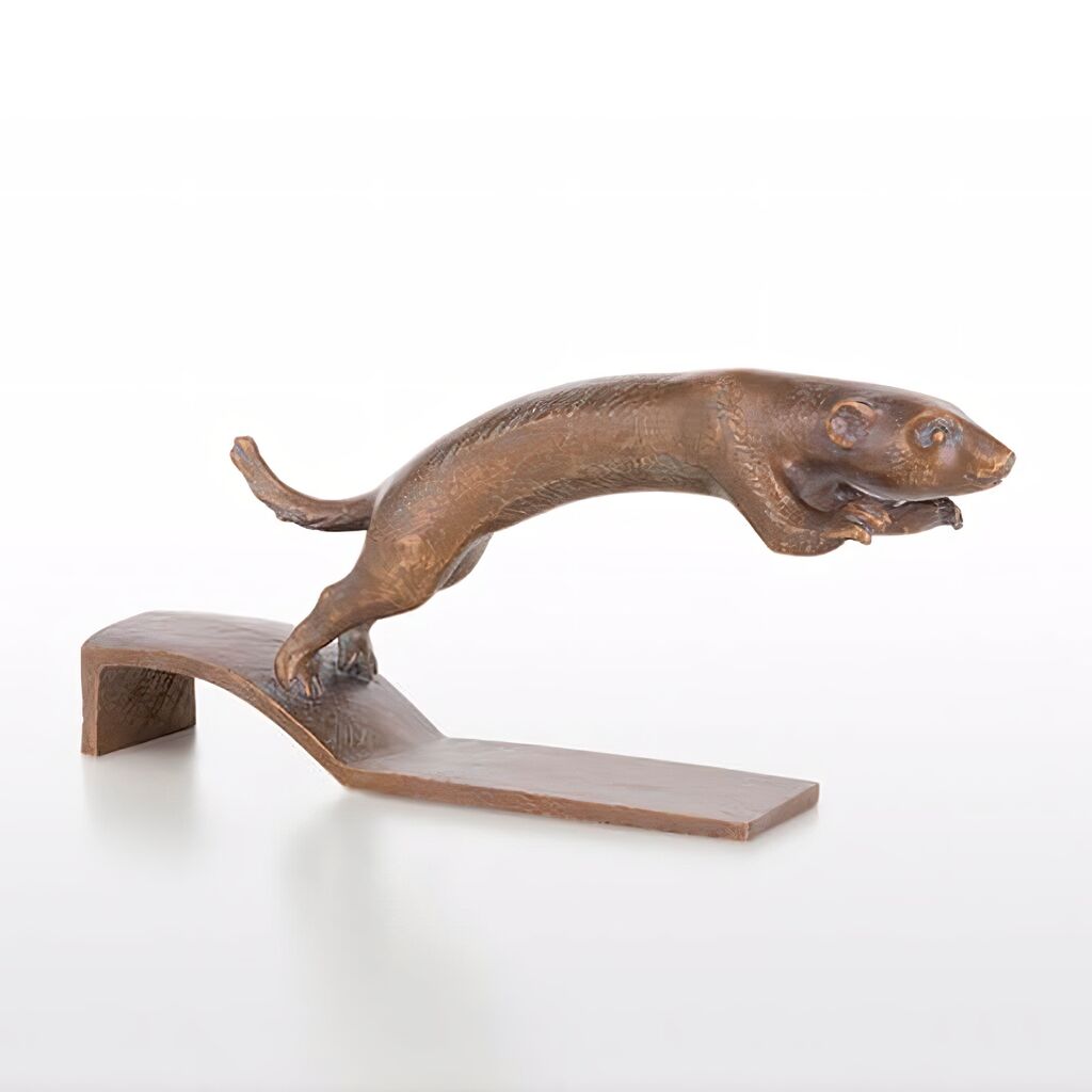  Robuste Wiesel Gartenfigur Aus Bronze - Wiesel Springt
