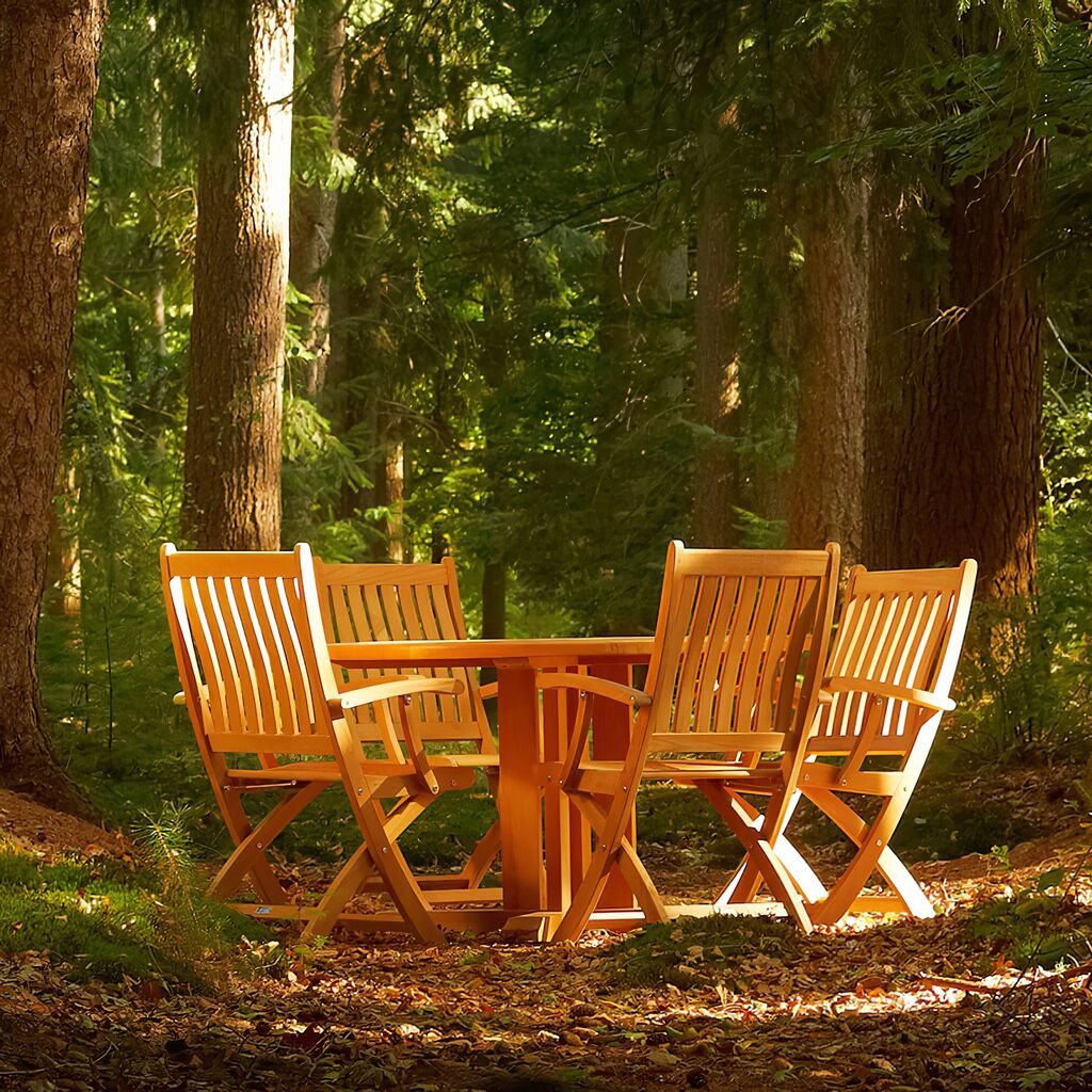  Robuster Garten Holztisch - Rund - Teakholz - Ava Gartentisch