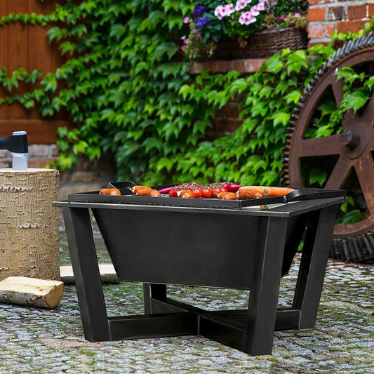  Robuster Gartengrill - Eckige Feuerschale Mit Grillrost - Stahl - Kouza Gartengrill