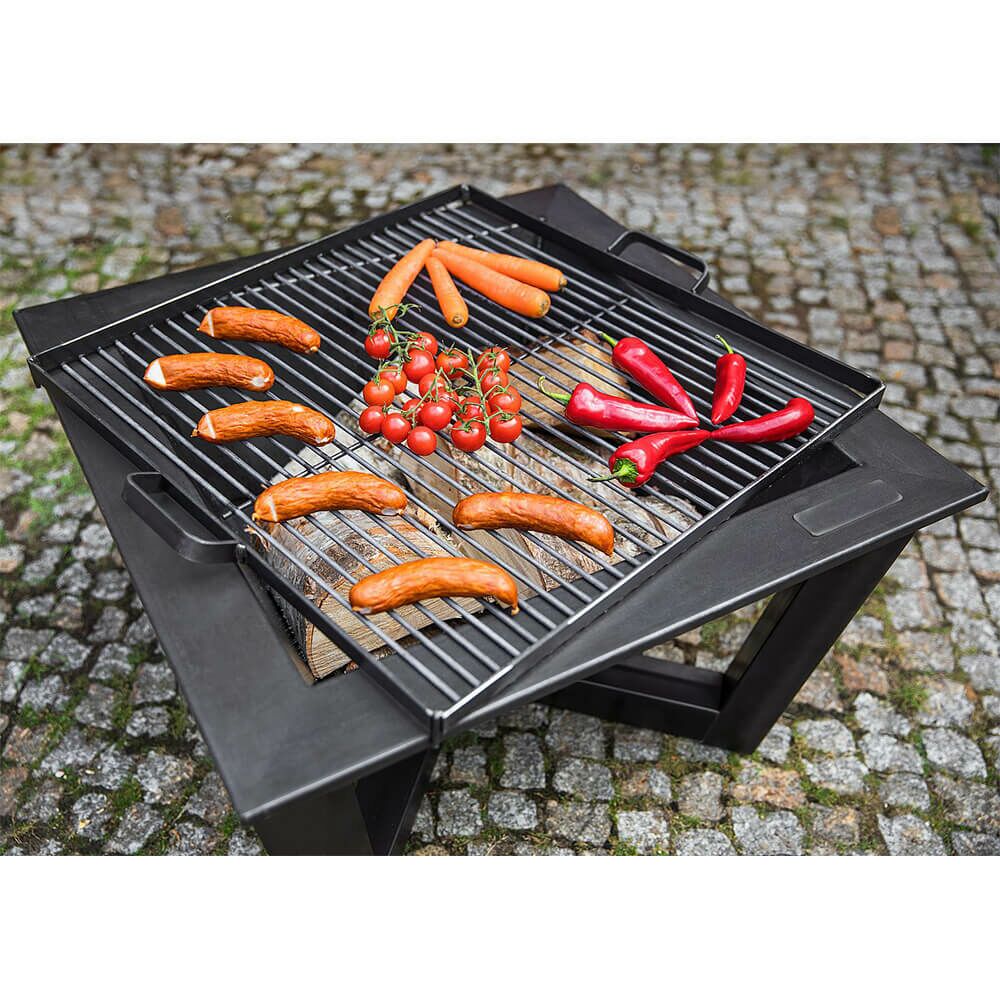  Robuster Gartengrill - Eckige Feuerschale Mit Grillrost - Stahl - Kouza Gartengrill