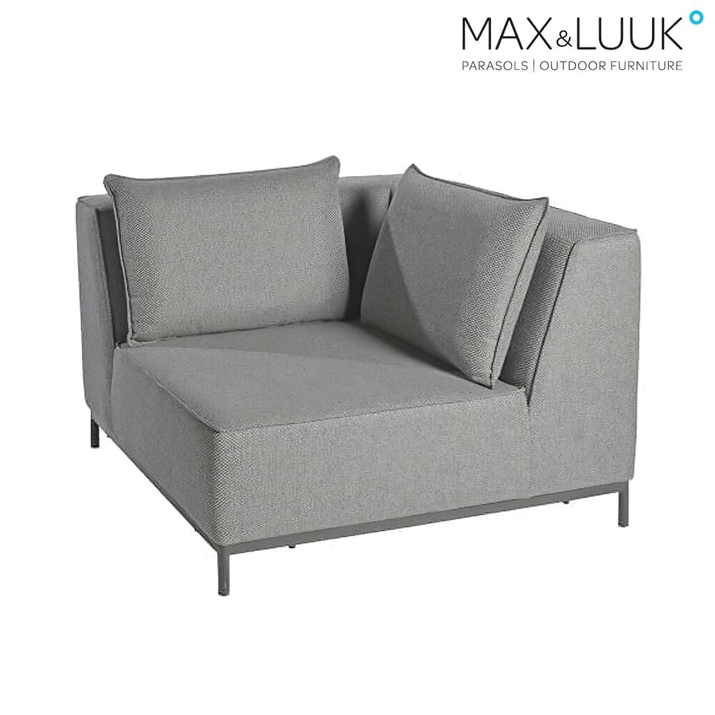  Robustes Loungemodul Mit Kissen - Grau & Schwarz - West Eckmodul