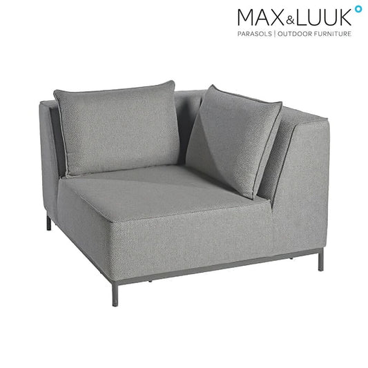  Robustes Loungemodul Mit Kissen - Grau & Schwarz - West Eckmodul